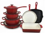 Cast Iron Cookware Set in Enamel Red